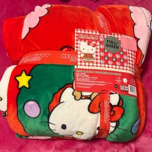 Hello Kitty Festive Plush Blanket - Red, Green, White